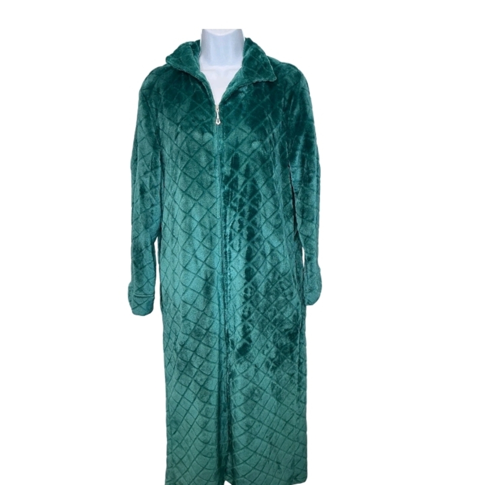 Miss Elaine Emerald Quilted Robe  Size M Kaftan Loungewear